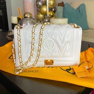 White Valentino Studded Convertible Crossbody Shoulder bag Handbag